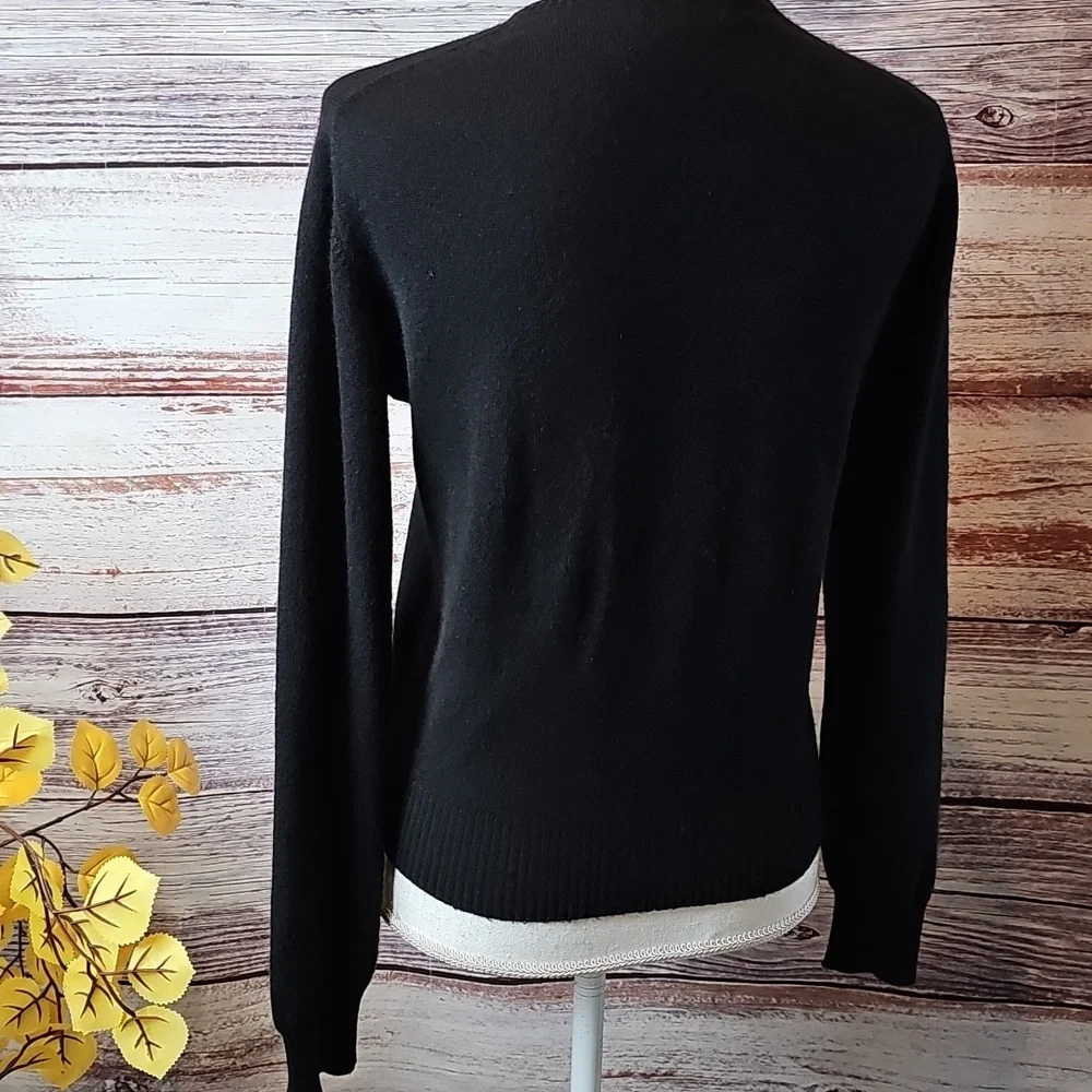 J. CREW 100% 2-PLY CASHMERE BLACK LONG SLEEVE BUTTON-UP CARDIGAN *WITH FLAW* - Picture 6 of 16